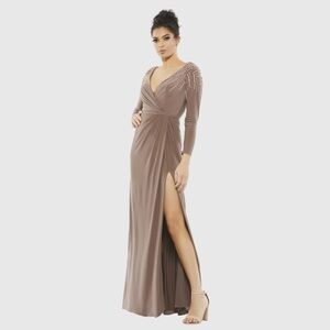 Mac Duggal 55715 NWT FAUX WRAP JERSEY GOWN W/ EMBELLISHED ACCENTS